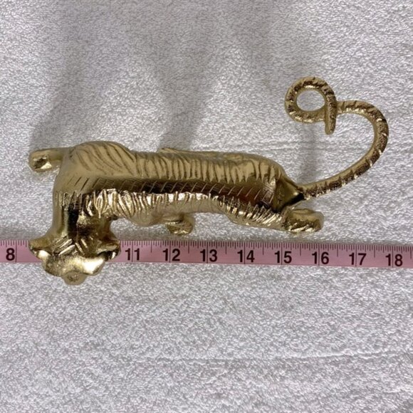 Vintage Gold Tone Jaguar Tiger Statue Figure Sculpture Cat Kitty Decor Art - Picture 14 of 14